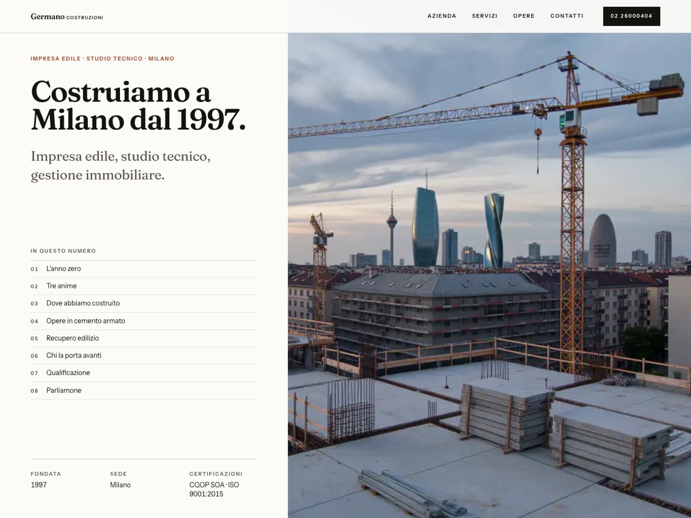 Schermata del sito Germano Costruzioni