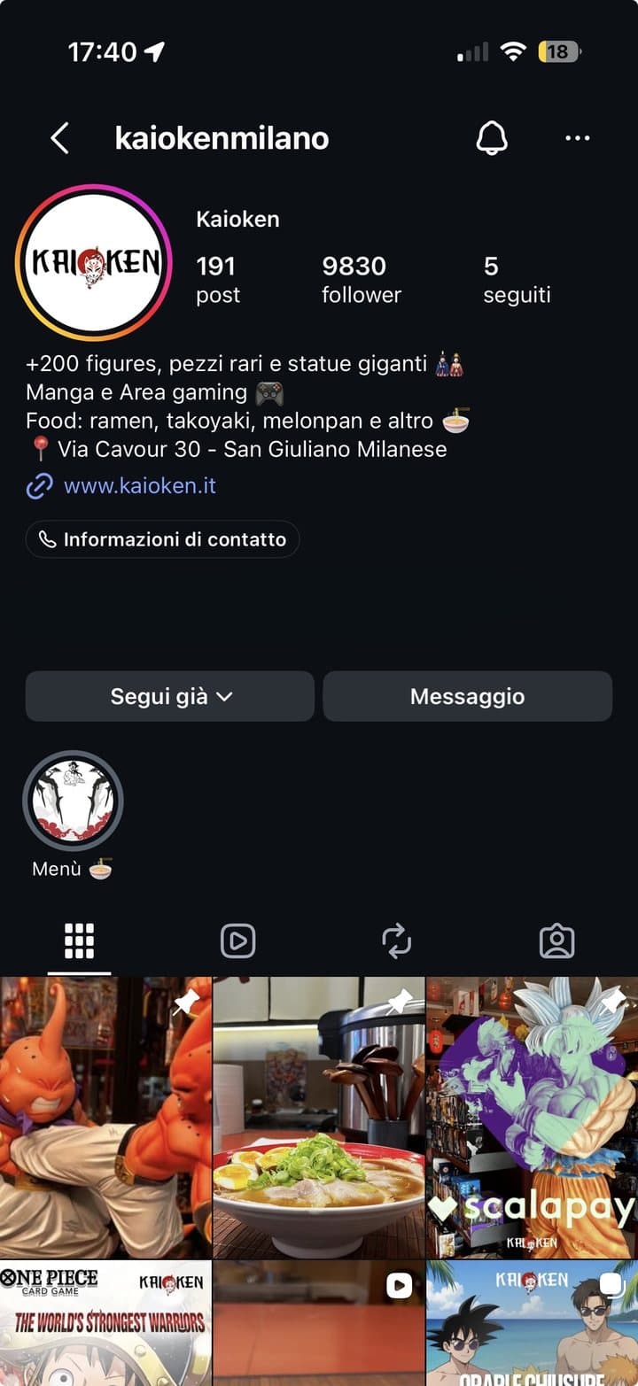 La pagina Instagram di Kaioken